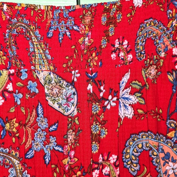 Bila Red Paisley Maxi Skirt (Size L) NWOT  Wide Elastic Waist Band - Beautiful - Picture 2 of 9